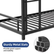 Metal Twin over Twin Bunk Bed, UHOMEPRO Heavy Duty Metal Bunk Bed Frame with Safety Guardrails, Built-in Ladder, Noise-Reduced Slats, Low Profile Bunk Bed for Kids, Teens Bedroom, Black