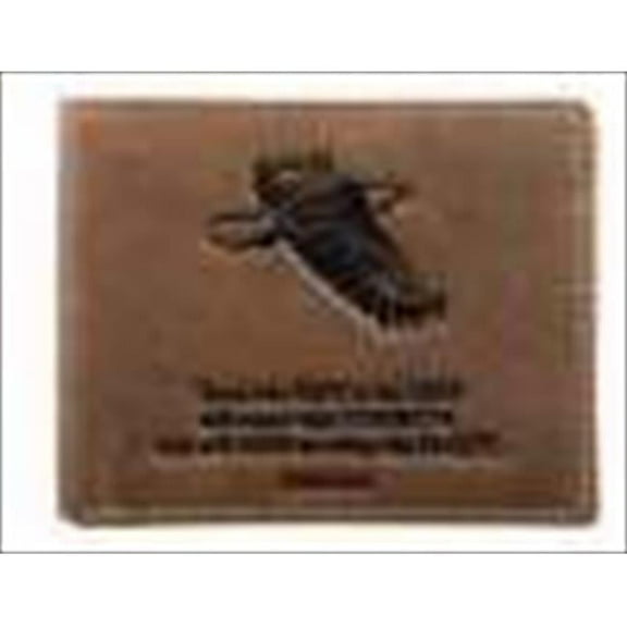 Christian Art Gifts  Wallet Genuine Leather Wings Like Eagles Brown