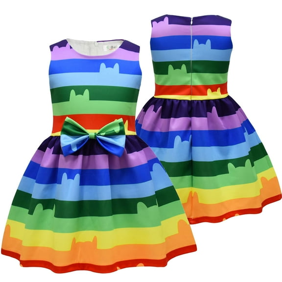 Girl Gabby Sleeveless Rainbow Dress Halloween Party Costume
