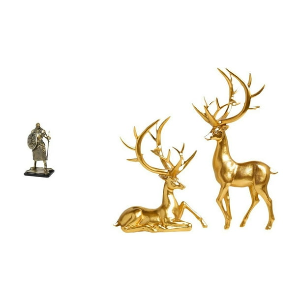 Figura de escritorio,Estatua de caballero,artesanía artística,coleccionable,escritorio,oficina,Estatua de ciervo esculpido,Estatuas de ciervos en pareja para decoración del hogar (entrada