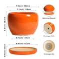 thumbnail image 3 of Maceta SQOWL de cerámica de 20 cm, naranja, con orificio de drenaje y salsa, 3 of 6