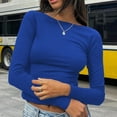thumbnail image 2 of AherBiu Hauts pour Femmes Manches Longues Ajustés Basiques d'Automne Tee Tops Extensibles Confortables Col Rond Chaud Couches Chemises, 2 of 5