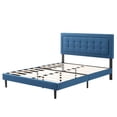 thumbnail image 6 of AENKYO Modern Queen Size Upholstered Platform Bed Frame with Linen Fabric Headboard, No Box Spring Needed, Blue, 6 of 8