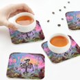 thumbnail image 7 of Fuzoiu Sky Sunflower Skull Print Leather Coasters Set,Drink Coasters Set of 6,for Tabletop Protection, Durable PVC Coasters,Home Décor and Housewarming Gift,Square, 7 of 7