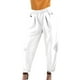 thumbnail image 1 of Pantalones harem cortos de talla grande - Pantalones de lino de cintura alta con parches de encaje, 1 of 8