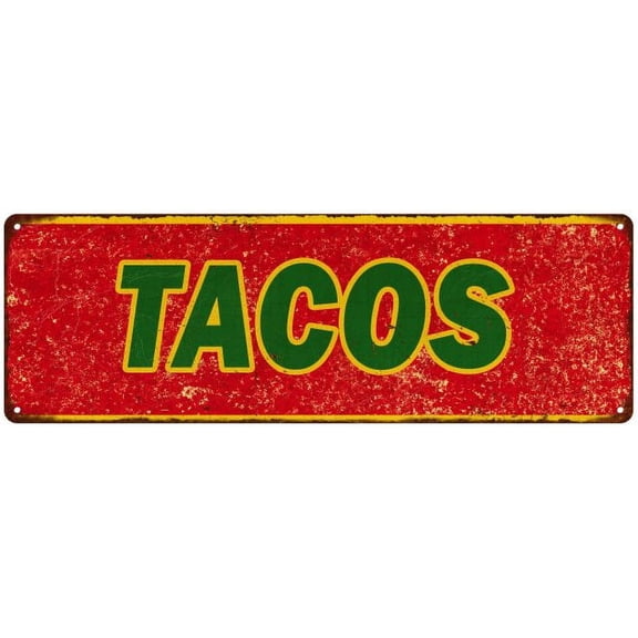 Tacos Vintage Look Restaurant Food Metal Sign 6x18 106180067003