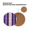 thumbnail image 4 of Multi-Shape Mdf Cork Coaster 4 Pieces Of Anti-Slip, Anti-Wear And Anti-Fouling 3.9in Easy To Clean And Stable Structure Violet White Stripe_3 Round Shape, 4 of 7