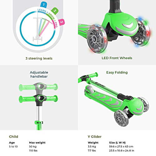 Details about   BRAND NEW YVOLUTION Y GLIDER DELUXE 3 WHEELED SCOOTER W CUSTOM PARTS GREEN 3+ 