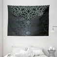 thumbnail image 1 of Dark Grey Tapestry, Vintage Damask Inspired Ornament Victorian Swirls Curlicues Artistic, Wall Hanging for Bedroom Living Room Dorm Decor, 80W X 60L Inches, Dimgrey Black Brown, by Ambesonne, 1 of 2