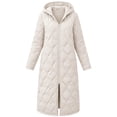 thumbnail image 5 of cocolona Womens Long Quilted Jacket LightWeight Long Sleeve Hooded Zipper Puffer Coat Casual Loose Solid Color Winter Warm Snow Long Outerwear, 5 of 6