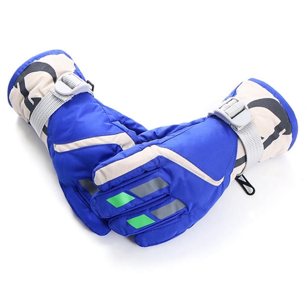 Eigraketly Guante de esquí para niños y niñas, calentador de manos para exteriores, cubierta de mano para mantener el calor, guantes térmicos Ciclismo Azul