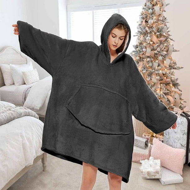 HHHC Blanket Hoodie, Oversized Wearable Sweatshirt Blankets of Soft Sherpa  Plush for Adults Women Men - Cozy Warm Giant Hooded Snuggle Sweater with  Front Pocket, Grey 