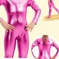 thumbnail image 6 of ZQUUVOU Kids Shiny Metallic Bodysuit Stretch Long Sleeve Unitard Sleek Performance One Piece for Dance Gymnastics Hot Pink, 6 of 6