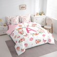 thumbnail image 3 of Homewish Letter A Monogrammed 7-Piece Twin Bedding Sets,Cute Cartoon Flower Bedding Comforter Set,Romantic Valentine'S Day Sheet Sets For Girls,Microfiber Room Decorative Reversible, 3 of 8