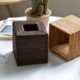 thumbnail image 2 of Nvzi Funda para caja de pañuelos de ratán, tejido natural, soporte para servilletas faciales, cuadrado (blanco, 5,7 x 5,7 x 5,7 pulgadas), 2 of 3