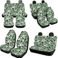 thumbnail image 3 of Garronmavis Green Hibiscus Rose Car Seat Covers Full Set with Cars Headrest Protectors+Lanyards Key Ring+Auto Cup Coaster+Handbrake Gear+Shift Knob Cover Driver Seat Cover with Backrest, 3 of 7