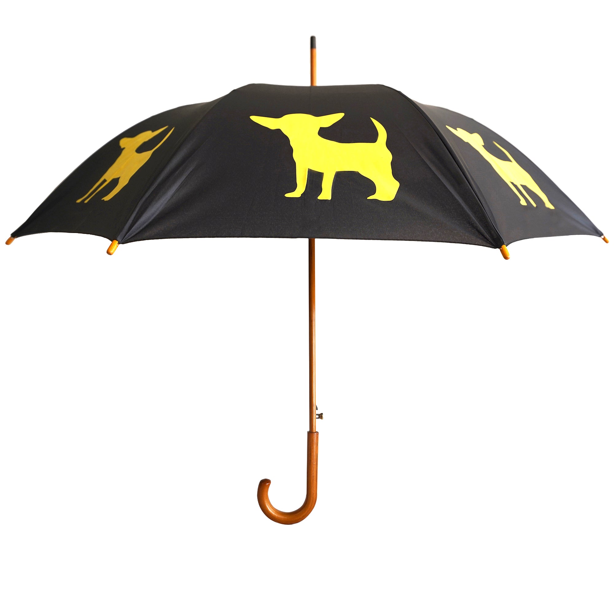 Chihuahua Umbrella - Yellow on Black