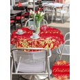thumbnail image 4 of Outdoor Tablecloth with Umbrella Hole and Zipper, Merry Christmas Round Table Cloth 60 Inch Waterproof Tablecloth, Winter Snowflake Xmas Aesthetic Red Picnic Table Cover for Patio Camping, 4 of 7