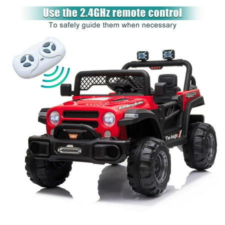 Ktaxon Ride on Truck, Dual Drive Electric 12V Battery Powered Kids Toddler Motorized Off-Road Vehicles Toy Car, Red