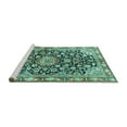 thumbnail image 2 of Ahgly Company Machine Washable Indoor Rectangle Medallion Turquoise Blue Traditional Area Rugs, 4' x 6', 2 of 4
