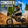 thumbnail image 3 of IVFJFV 500W Electric Dirt Bike for Kids,Up to 17.4MPH & 23.6 Miles,Two Speed Modes, Front & Rear Suspension,Mechanical Disc Brakes, 165 LBS,Beginner-Friendly Handle, All-Terrain,YELLOW, 3 of 9
