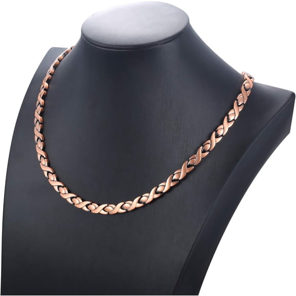 Wollet Copper Magnetic Necklace for Women Men, X Shape Links Adjustable