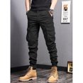 thumbnail image 2 of Men's Cargo Jogger Pants, Multi‑Pocket Casual Tapered Jogger Trousers, Stretch Waistband Workwear Pants, 2 of 7