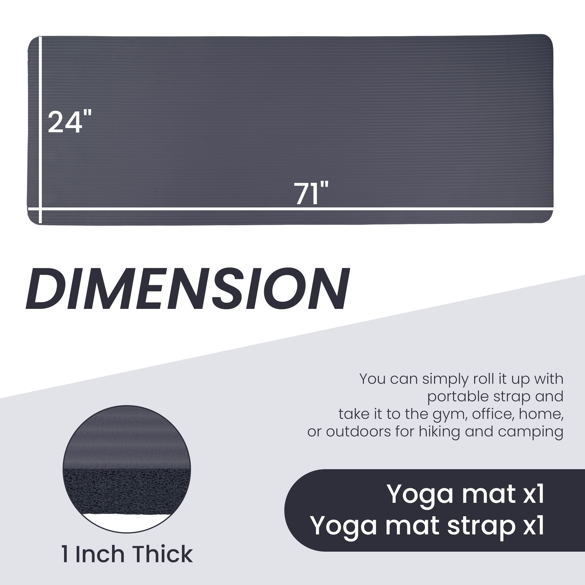 Fitvids Extra Thick 71x24 High-Density Foam Yoga Mat photo 4