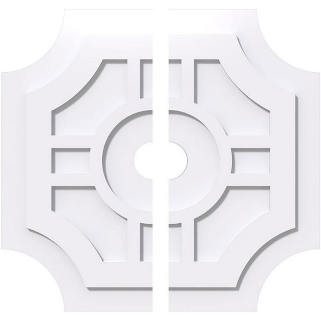 Ekena Millwork CMP24HS2-03000 24 in. OD x 3 in. ID Square Haus Architectural Grade PVC Contemporary Ceiling Medallion - 2 Piece