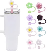 ACDANC Gift for Party Decor Silicone Flower Straw Cap 10mm Diameter Cute Straw Topper Dust-Proof Drinking Straw Covers Cap Reusable Straw Tips Lids