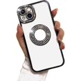 thumbnail image 1 of Tasnim iPhone 15 Pro Max Case, Camera Protection with Glitter Sparkle Diamond Bling Rhinestone Shiny Cute Cover with Logo View Case Compatible with iPhone 15 Pro Max - Black, 1 of 5