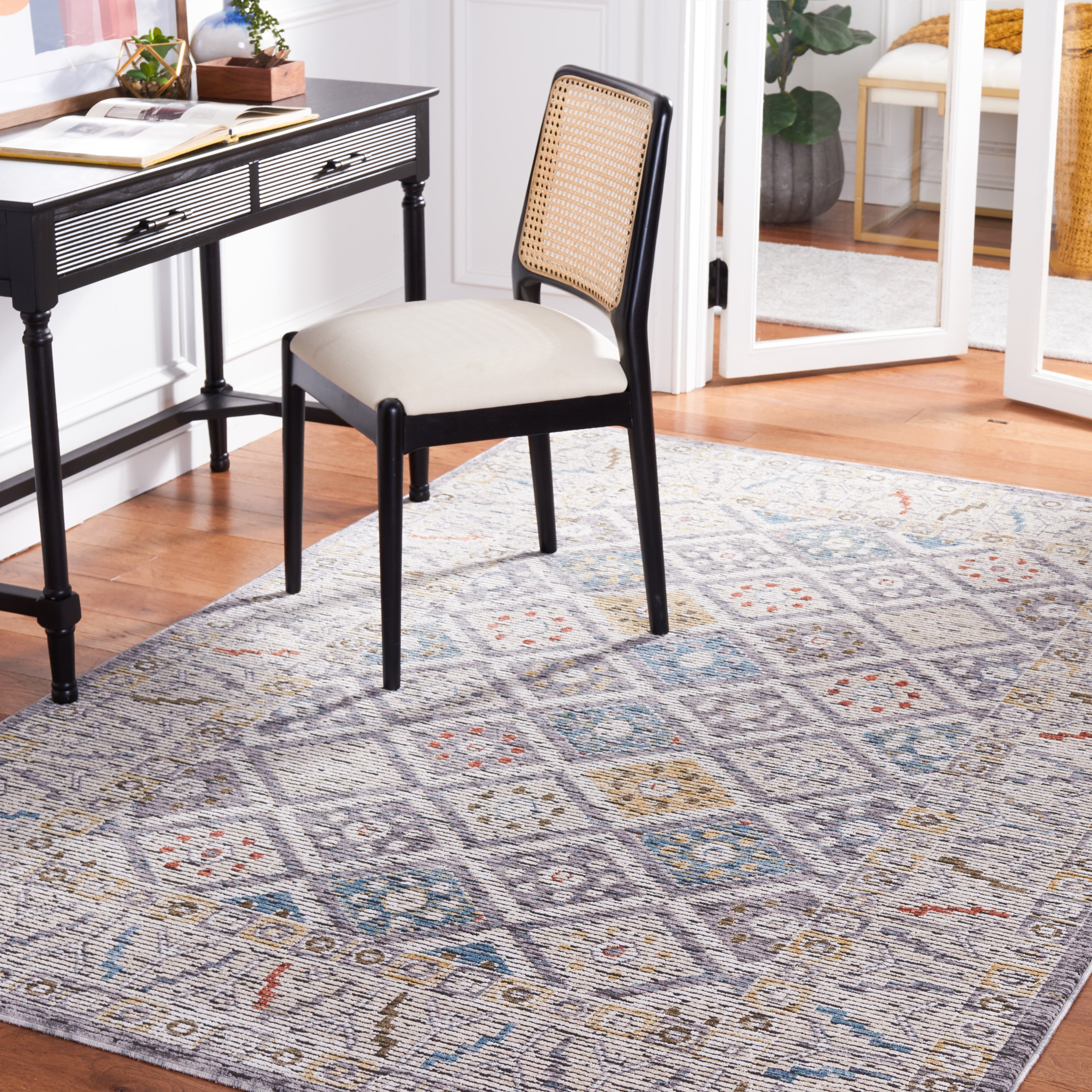 SAFAVIEH Sierra Jonette Geometric Area Rug, Ivory/Grey, 9' x 12'