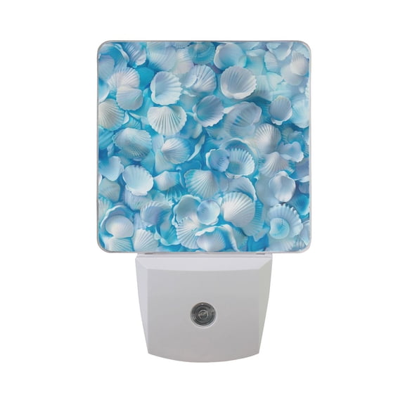 Overlapping Seashells Night Light 2 Pack LED Nightlight Plug into Wall Dusk to Dawn Sensor Soft White