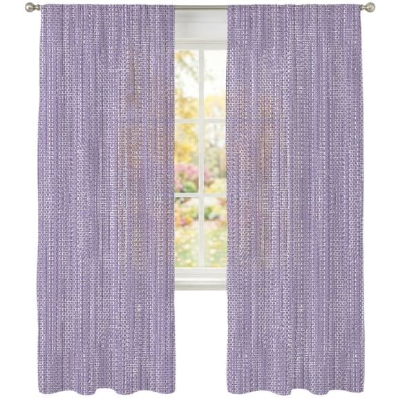 Purple Sheer Curtains 84 Inches Long 2 Panels, Country Vintage Minimalist Solid Color Backdrop Semi Sheer Rod Pocket Window Curtains Light Filtering Drapes for Living Room Bedroom