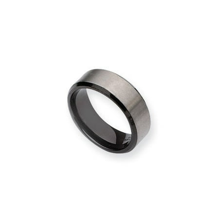 Jewelryweb Titanium Black Plated 8mm Brushed Band Ring