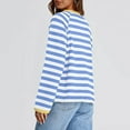 thumbnail image 5 of Antinious Tops for Women Trendy Long Sleeve Crew Neck Striped Casual Knit Fall Tops,Sweatshirt for Women,Going Out Tops for Women,Blue,S, 5 of 5