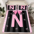 thumbnail image 2 of Manfei Personalized Gifts Bed Sheets Full,Latter N Bedding Full Size,Pink Kawaii Bow Sheet Set Full,Lightweight Room Decoration,4pcs, 2 of 7