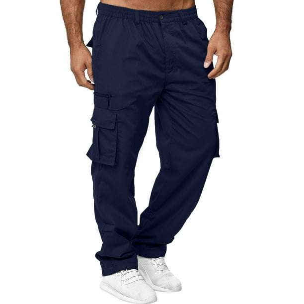 MRULIC jeans for men Overalls Men's Multi-pocket Pants Pants Straight ...