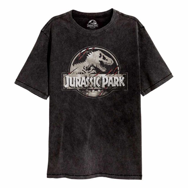 Jurassic Park - Camiseta Logotipo para Adultos Unisex (Negro Retro)