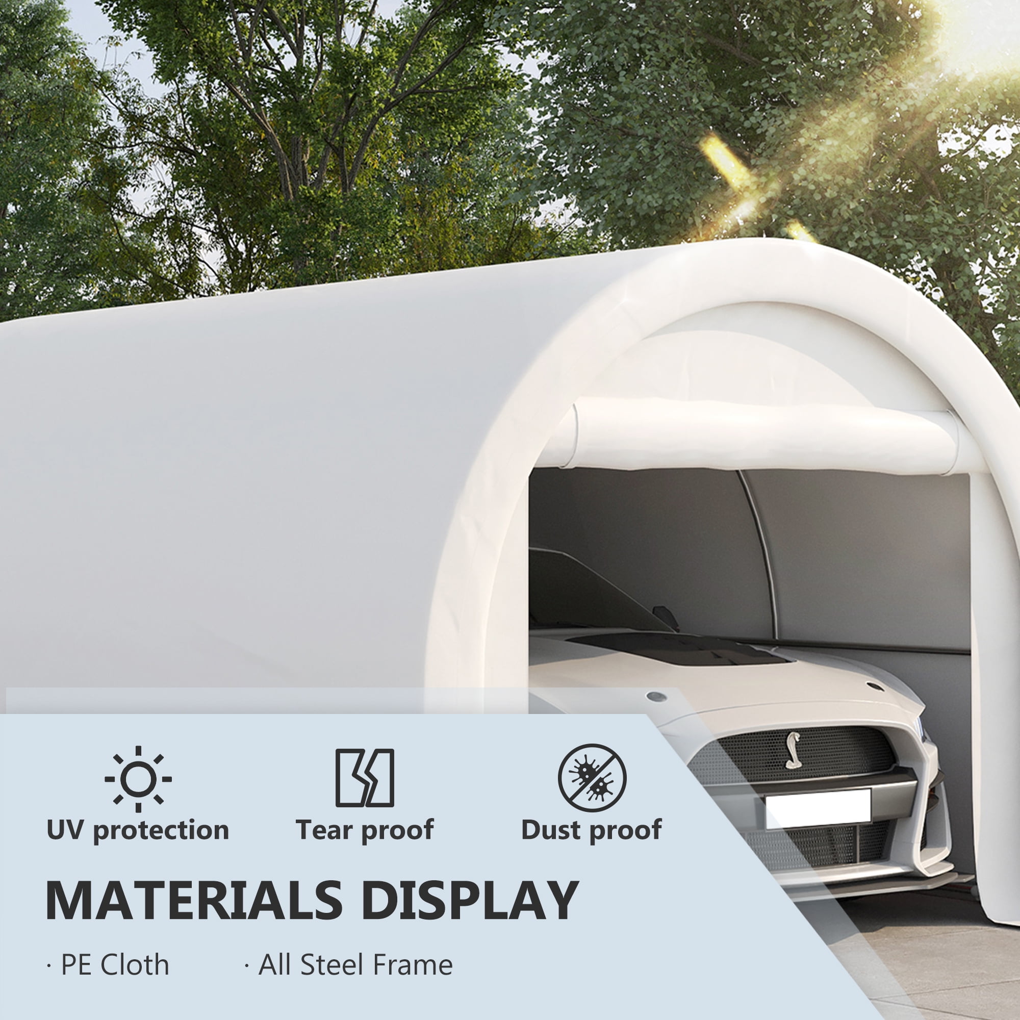 Outsunny Storage Tent 10’ x 16’ x 0’ White Carport