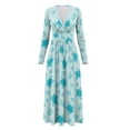 thumbnail image 5 of FKELYI Sea Turtle Coral Print Womens Long Sleeve Maxi Dress Soft V-neck Casual Dress with Pocket Fall Dresses for Spring Winter, 2XL, 5 of 6