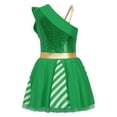 thumbnail image 2 of TiaoBug Kids Girls Sparkle Candy Cane Dance Figure Skating Dress Christmas Party Costume Green 14, 2 of 5