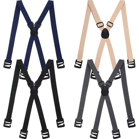 4-Pack No-Slip Suspenders - Breathable & Durable - All-Season Undershirt Suspenders for Men
