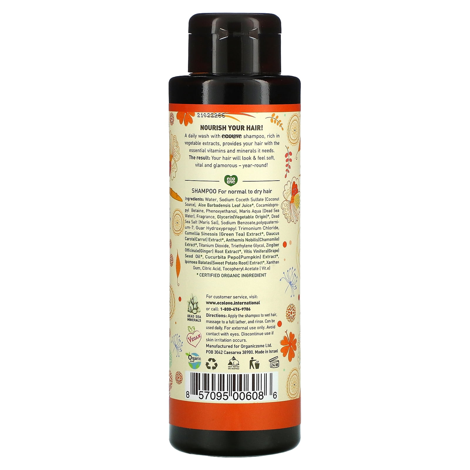 Eco Love Shampoo, For Normal to Dry Hair, Carrot, Pumpkin & Sweet Potato, 17.6 fl oz (500 ml)