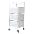thumbnail image 2 of Carro de almacenamiento de servicio pesado, organizador de de usos múltiples, carro de peluquero con ruedas giratorias, para cocina, 3 niveles y blanco, 2 of 9