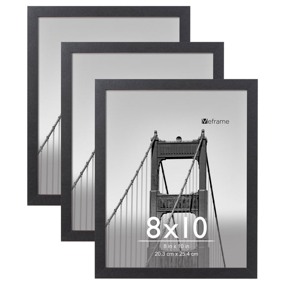 Meframe 3PACK 8x10 Wooden Photo Frame for Horizontal and Vertical Display of 8x10 Photos, Black