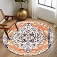 thumbnail image 3 of Orange Boho Large Area Rugs for Bedroom Living Room, Soft Non Slip Carpet Bedside Rug, Vintage Ethnic Tribe Abstract Art Round Floor Cover Kitchen Accent Rug 7' for Dining Room/Office, 3 of 9