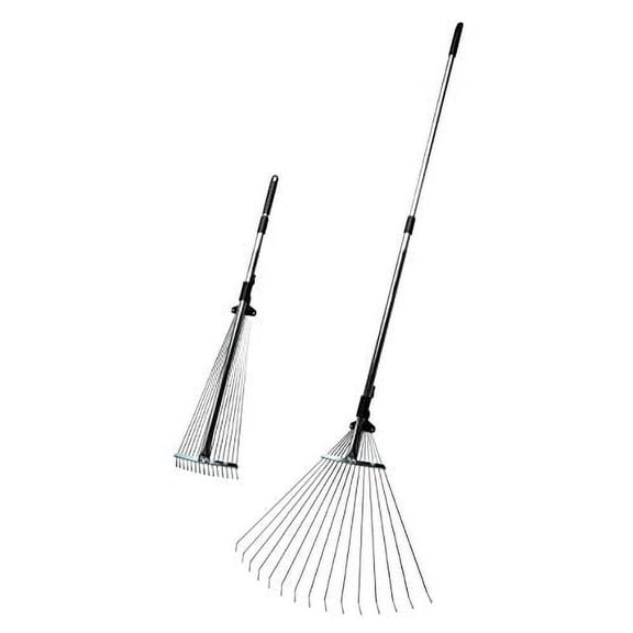 Kings County Tools Adjustable Garden and Leaf Rake with Extendable Handle and Tines