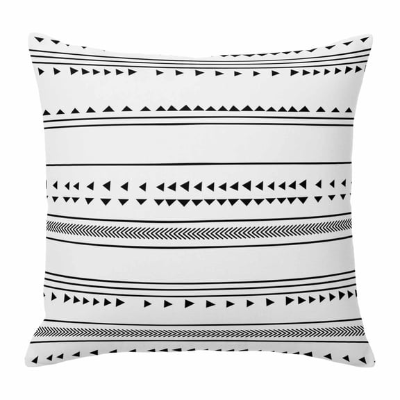 Pillow Covers 18x18 Inch, Boho Black White Modern Stripes Linen Pillowcase with Invisible Zipper, Farmhouse Abstract Art Decorative Throw Pillow Covers Cushion Case for Couch Sofa Bed Living Room