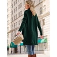 thumbnail image 6 of Women's Turtleneck Oversized Sweaters Long Batwing Sleeve Spilt Hem Tunic Pullover Knit Tops, 6 of 13